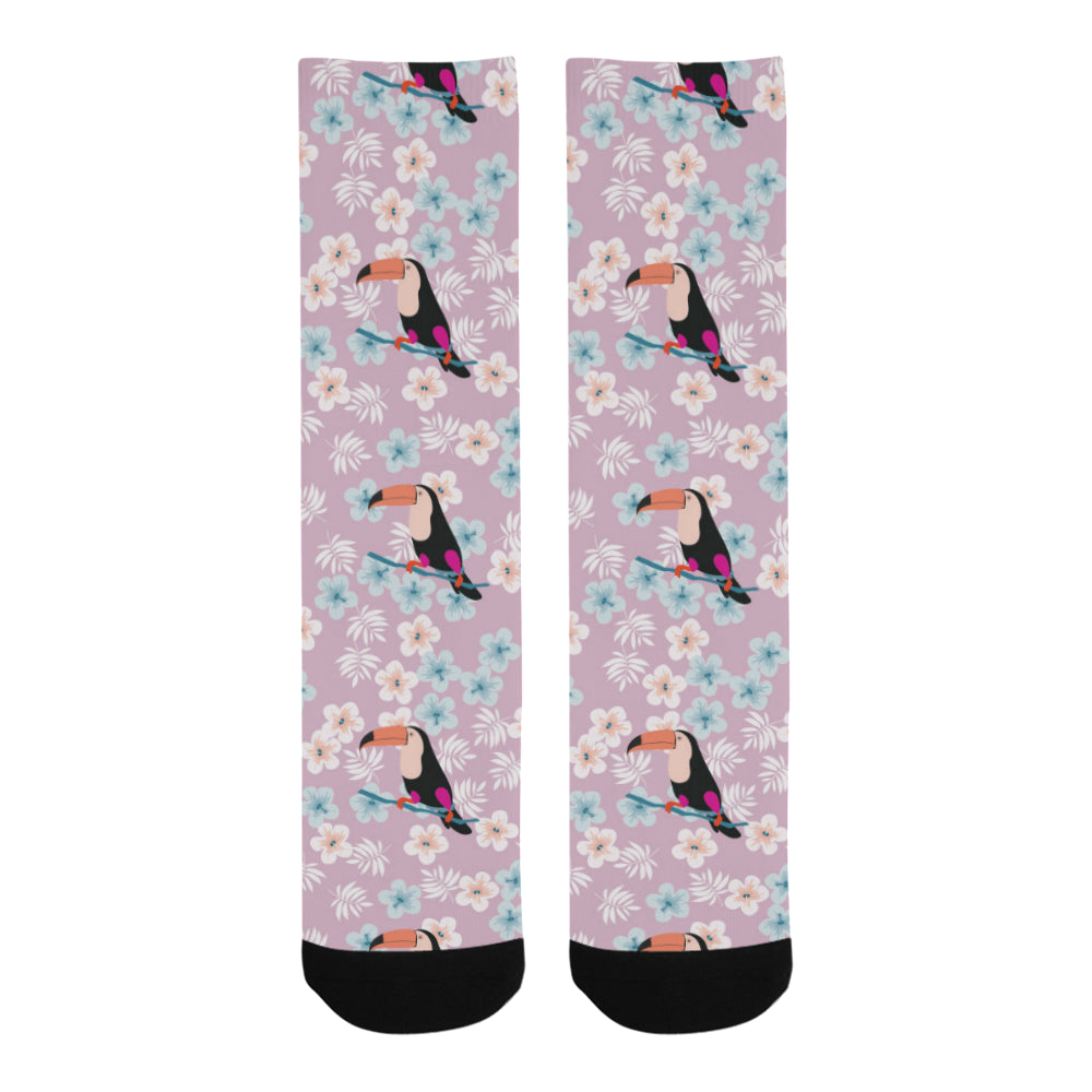 Beautiful toucan flower leaves Crew Socks
