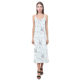 Cute goat design pattern V-Neck Open Fork Long Dress