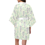 Seahorse shell pattern Women's Short Kimono Robe