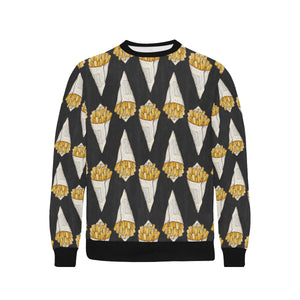 French fries dark background Men's Crew Neck Sweatshirt