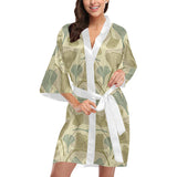 Ginkgo leaves design pattern Women's Short Kimono Robe