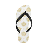 Gold Ornamental lotue waterlily symbol pattern Unisex Flip Flops