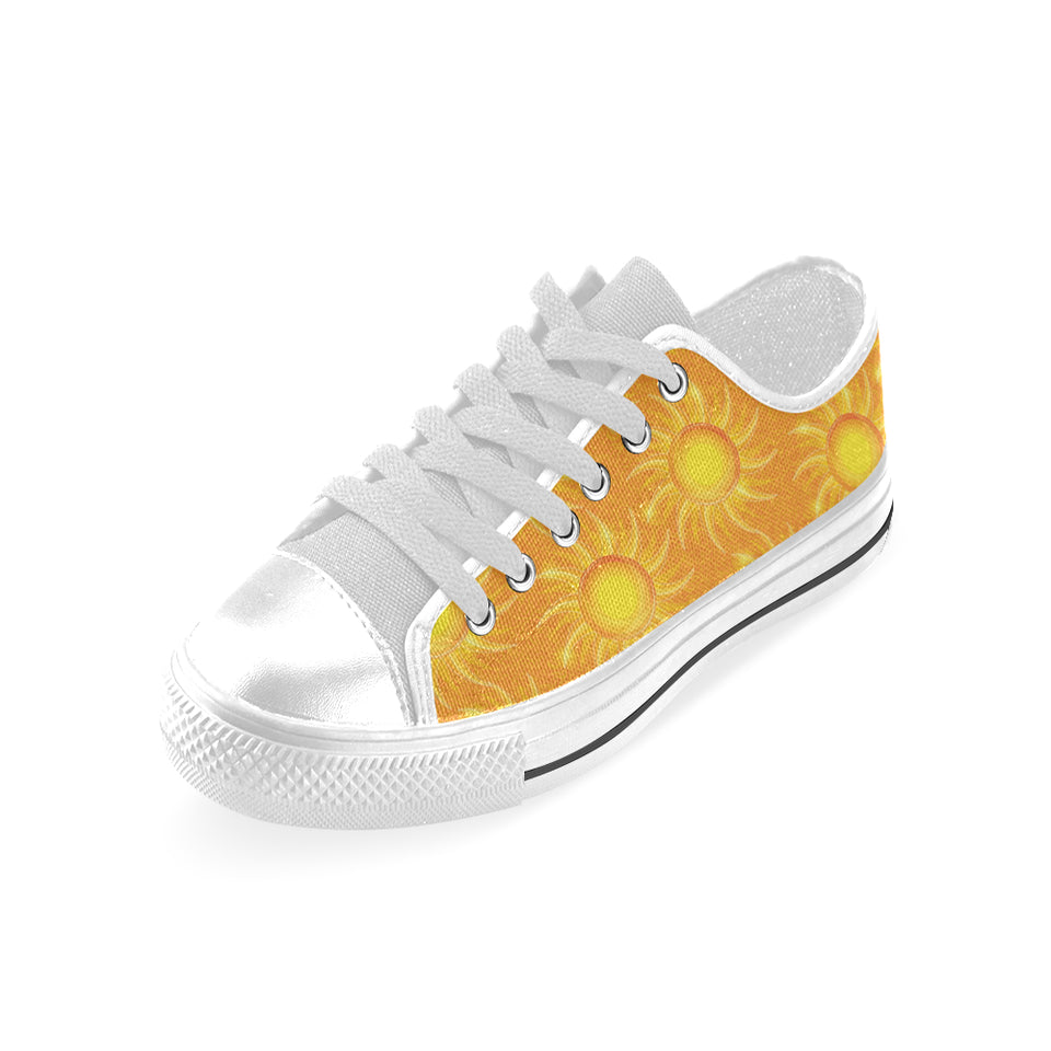 Sun orange background Men's Low Top Shoes White