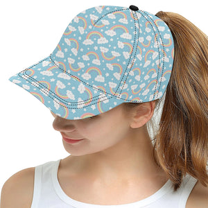 Cute rainbow clound star pattern blue background All Over Print Snapback Cap