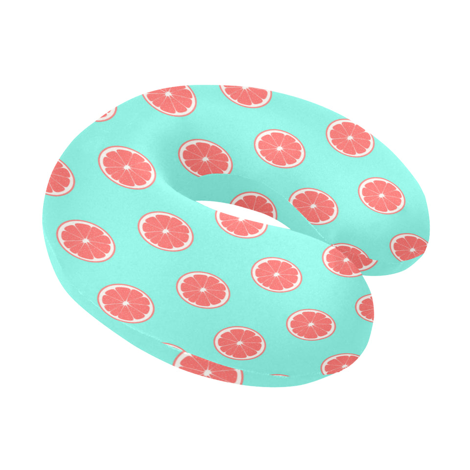 Grapefruit green background U-Shaped Travel Neck Pillow
