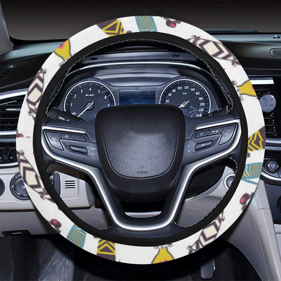 Skate Board Pattern Print Design 05 Car Steering Wheel Cover