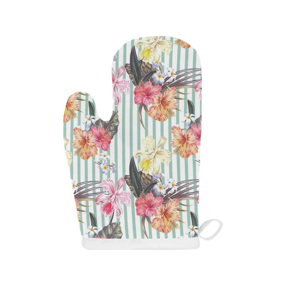 Colorful orchid flower pattern Heat Resistant Oven Mitts