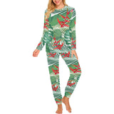 heliconia palm and monstera leaves pattern Women's All Over Print Pajama Set