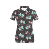 Camera Pattern Print Design 04 Women's All Over Print Polo Shirt