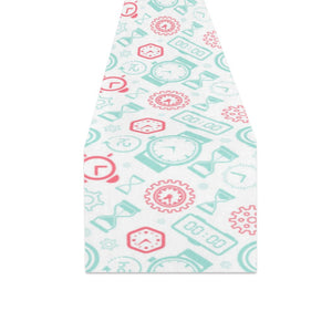 Clock time pattern blackground Table Runner