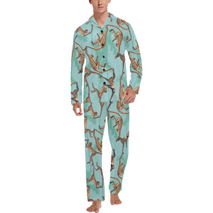 Monkey Palm tree background Men's Long Pajama Set