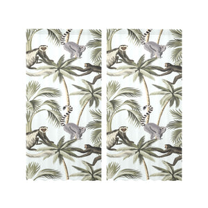 Monkey sloth lemur palm trees pattern Gauze Curtain