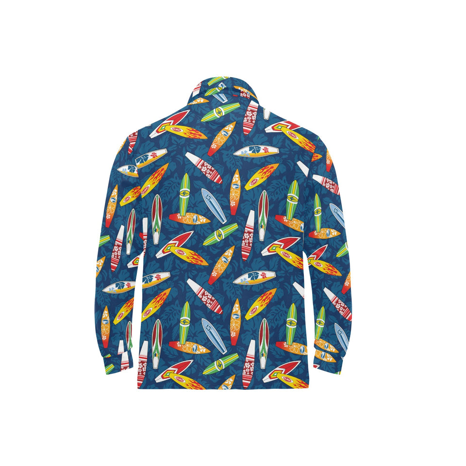 Surfboard Pattern Print Design 01 Men's Long Sleeve Polo Shirt