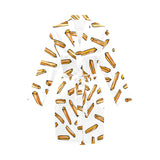 French fries potato pattern Women's Long Sleeve Belted Night Robe