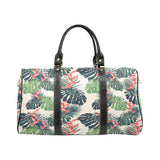 heliconia flowers, palm and monstera leaves Travel Bag