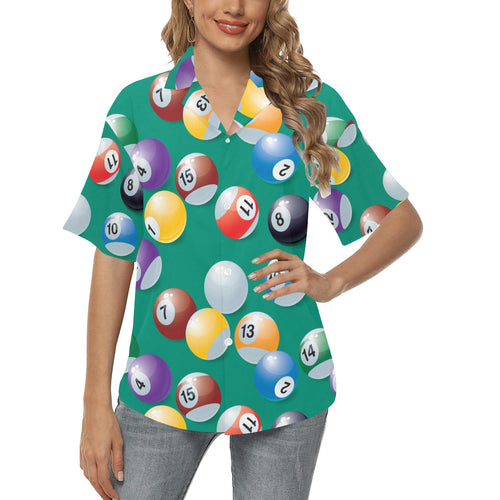 Billiard Ball Pattern Print Design 01 Women's All Over Print Hawaiian Shirt