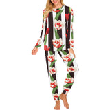 red and white tulips pattern Women's All Over Print Pajama Set