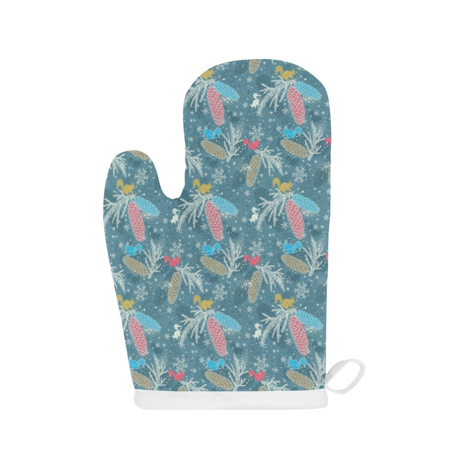 Squirrel Pattern Print Design 01 Heat Resistant Oven Mitts