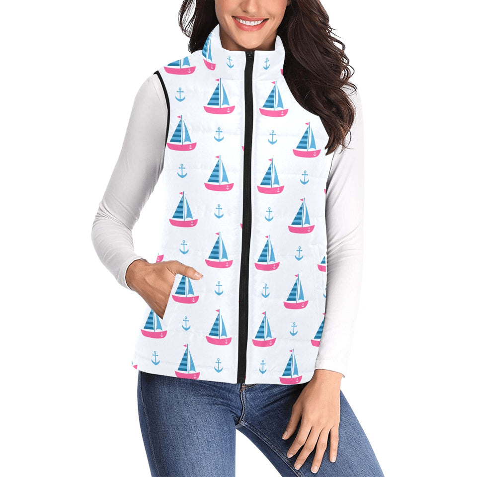 Sailboat anchor pattern Women's Padded Vest