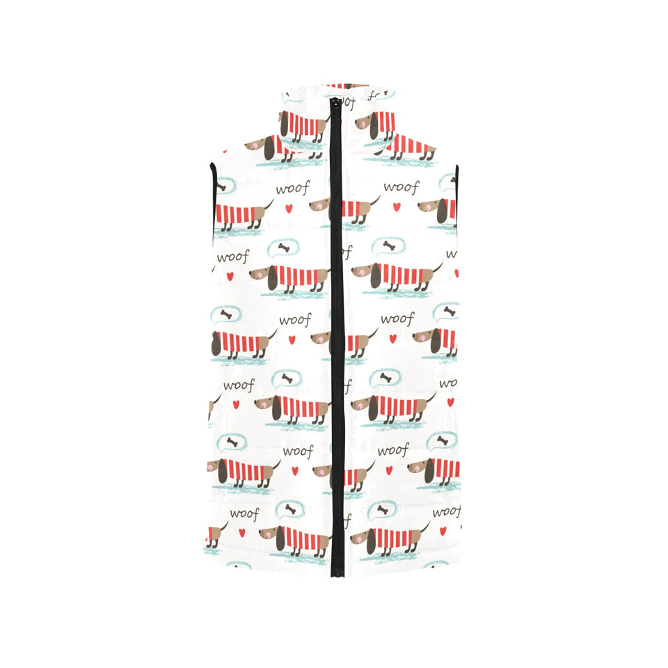 Cute dachshund bone pattern Women's Padded Vest