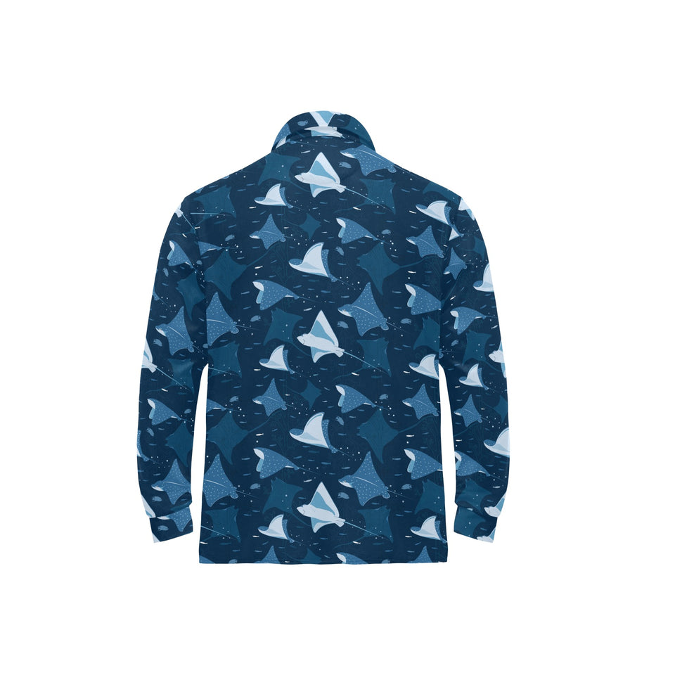 Stingray Pattern Print Design 04 Men's Long Sleeve Polo Shirt