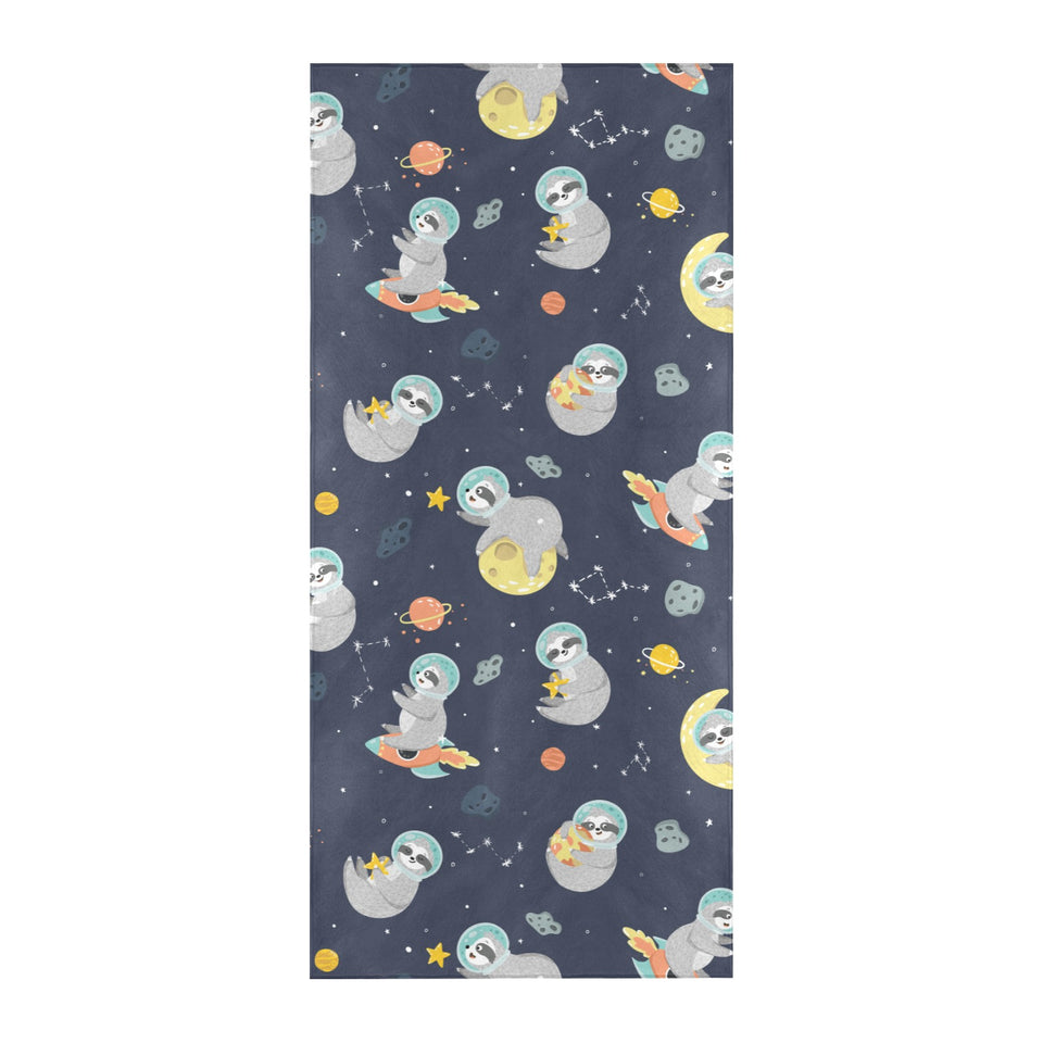 Cute sloth astronaut star planet rocket pattern Beach Towel