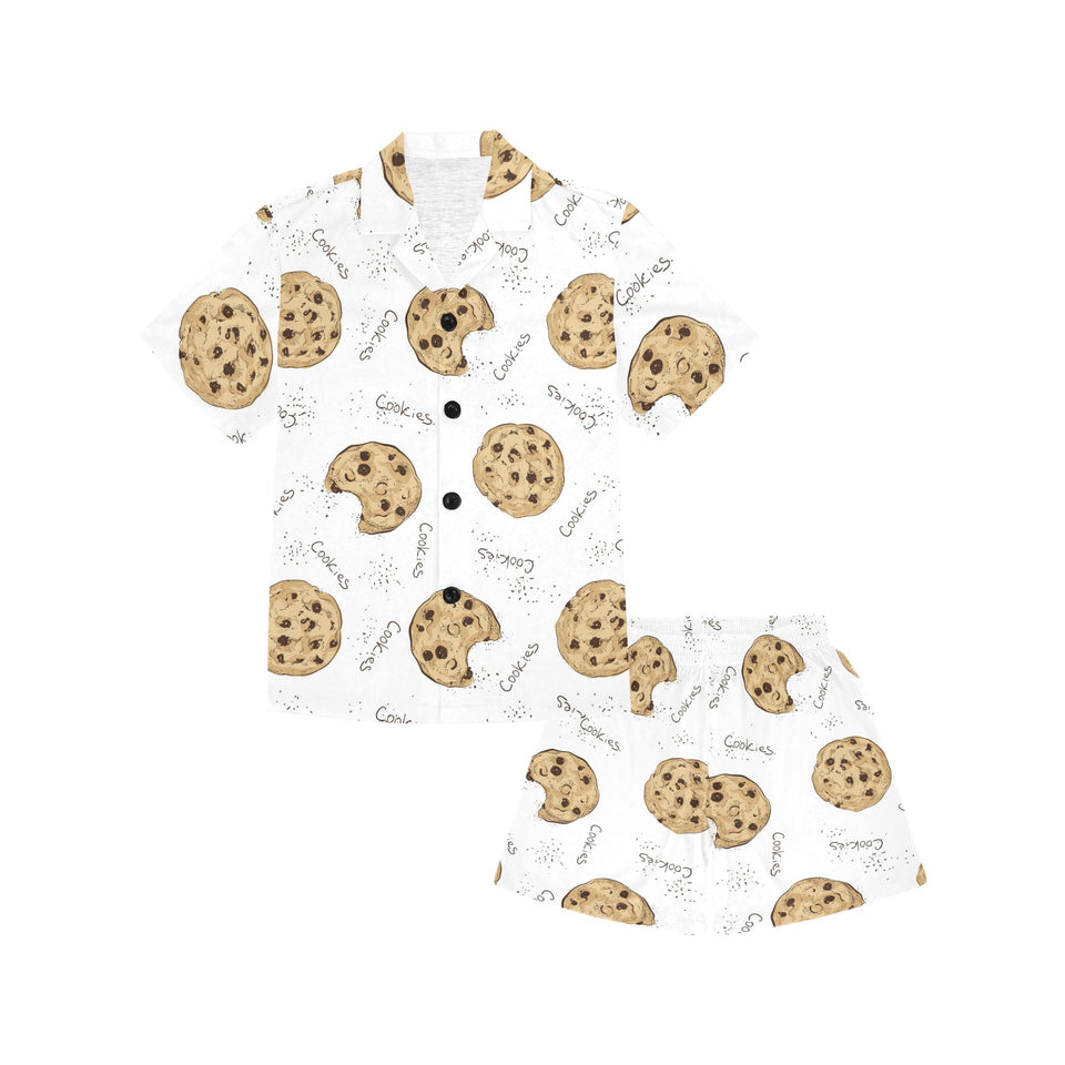 Sketch style cookie pattern Kids' Boys' Girls' V-Neck Short Pajama Set