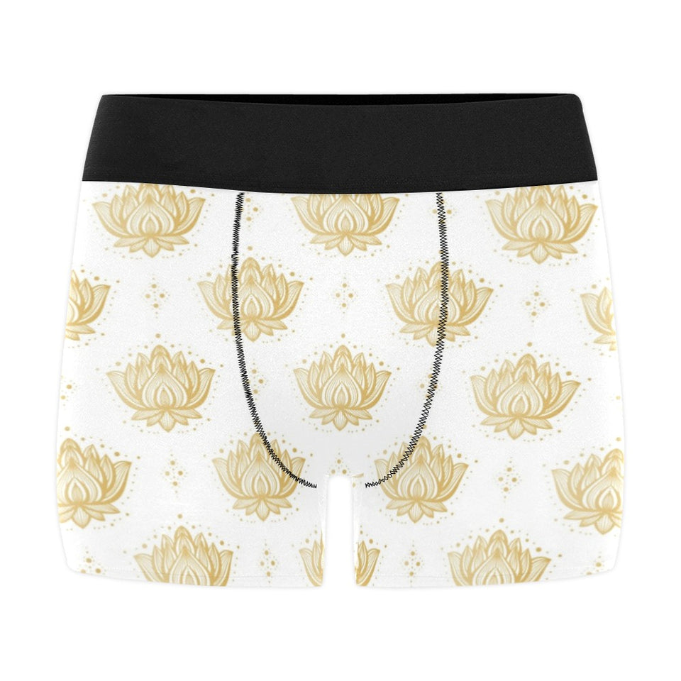 Gold Ornamental lotue waterlily symbol pattern Men's All Over Print Boxer Briefs Men's Underwear