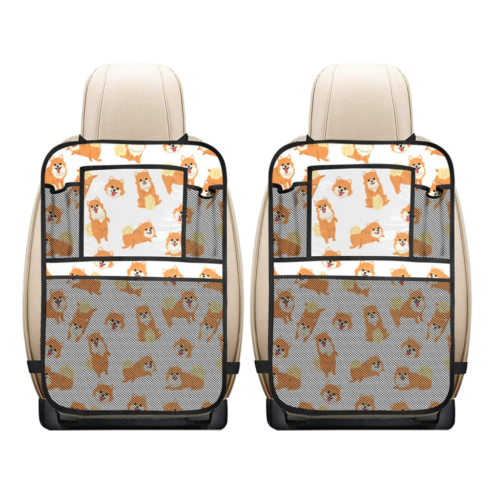 Brown pomeranian pattern Car Seat Back Organizer