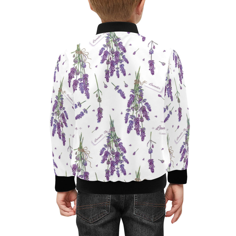 lavender flower design pattern Kids' Boys' Girls' Bomber Jacket