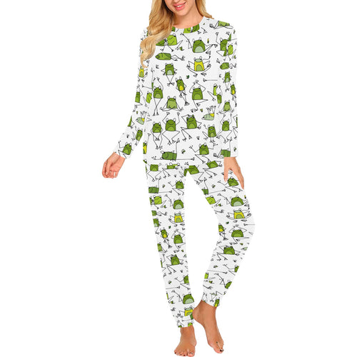 Sketch funny frog pattern Women's All Over Print Pajama Set