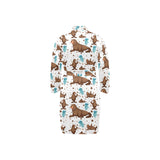 sea lion Seals jellyfish pattern Men's Long Sleeve Belted Night Robe