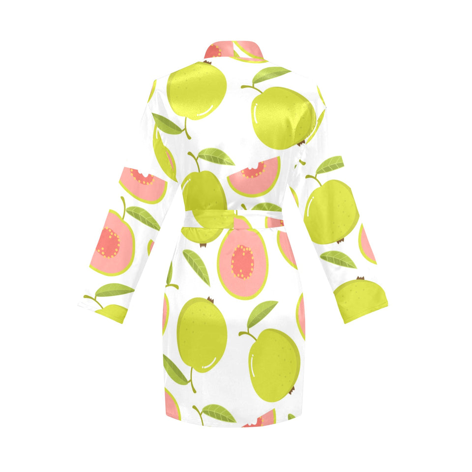 Guava pattern Women's Long Sleeve Belted Night Robe