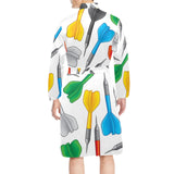 Darts Pattern Print Design 03 Men's Long Sleeve Belted Night Robe