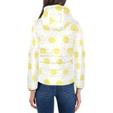 hand drawn sun pattern Women's Padded Hooded Jacket