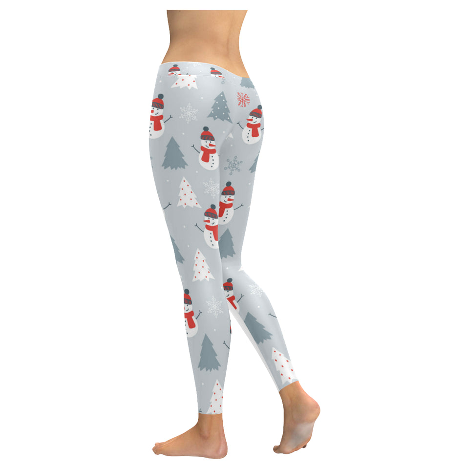 Snowman christmas  tree snow gray background Women's Legging Fulfilled In US
