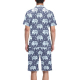 Elephant tribal design pattern Men's V-Neck Short Pajama Set