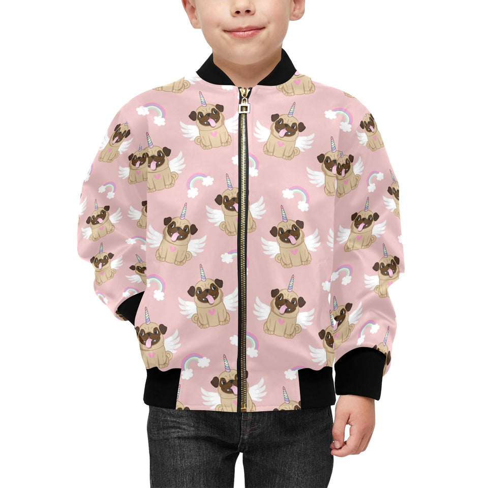 Cute unicorn pug pattern Kids' Boys' Girls' Bomber Jacket
