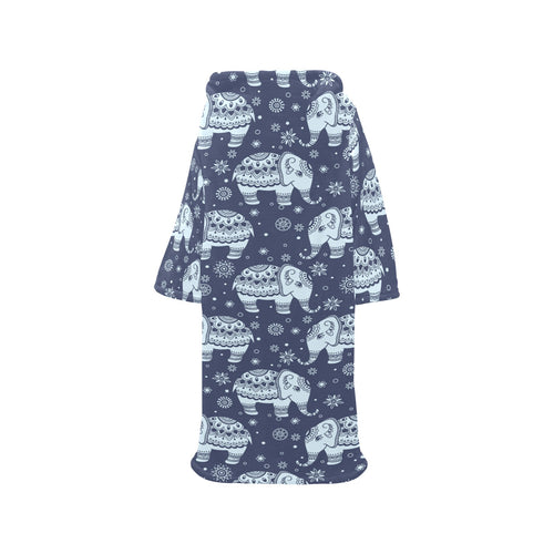 Elephant tribal design pattern Blanket Robe with Sleeves