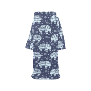 Elephant tribal design pattern Blanket Robe with Sleeves
