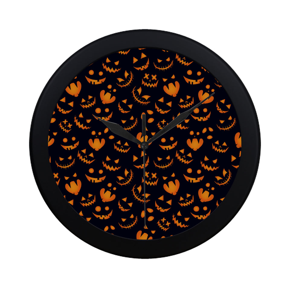 Halloween pattern Pumpkin background Elegant Black Wall Clock