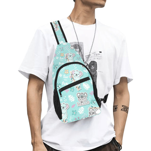 Cute koalas blue background pattern All Over Print Chest Bag