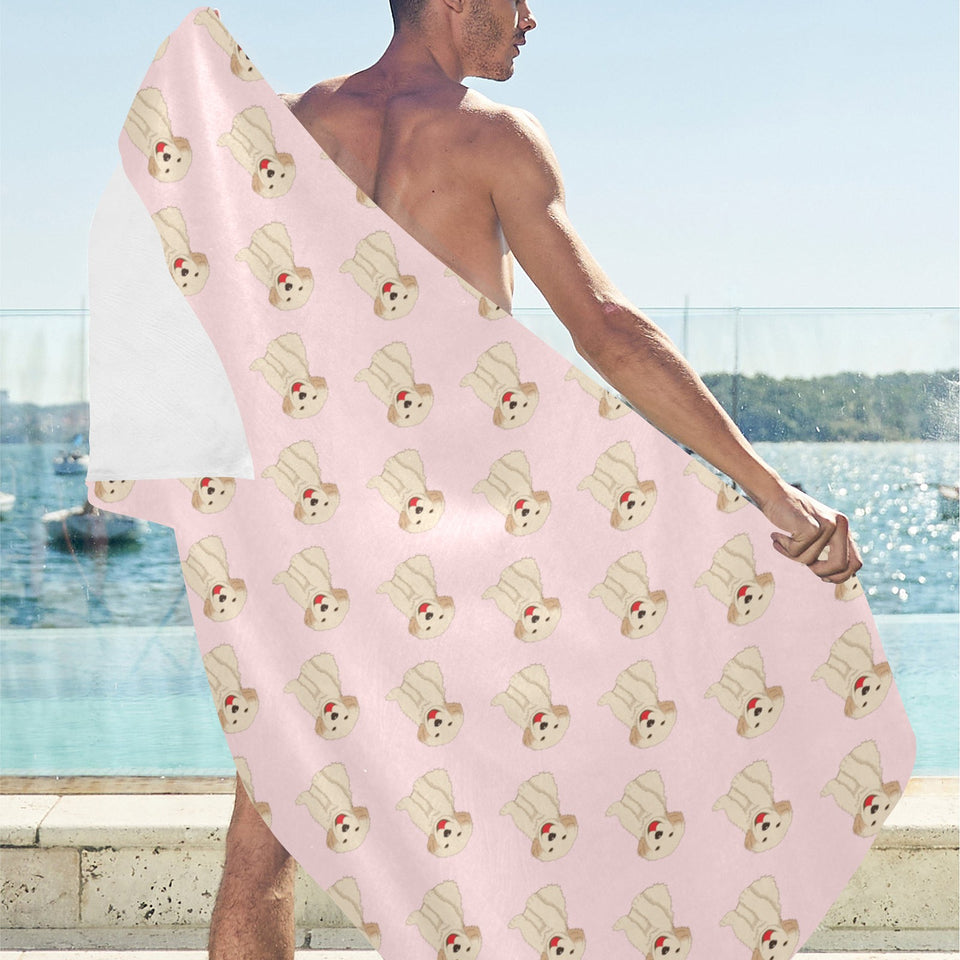 Golden Retriever Pattern Print Design 02 Beach Towel