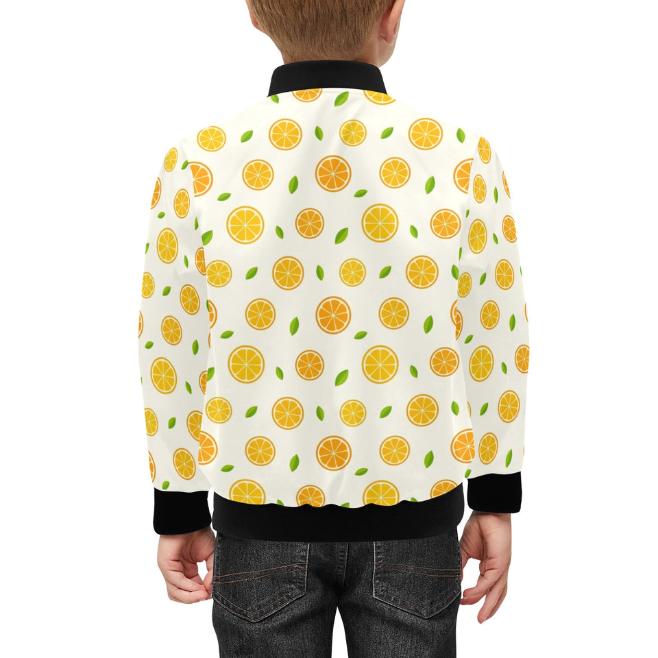 oranges leaves pattern Kids' Boys' Girls' Bomber Jacket