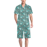 Elephants jungle pattern Men's V-Neck Short Pajama Set
