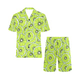 Slices of Lime design pattern Men's V-Neck Short Pajama Set