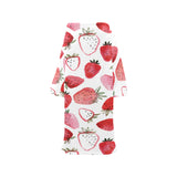 watercolor hand drawn beautiful strawberry pattern Blanket Robe with Sleeves