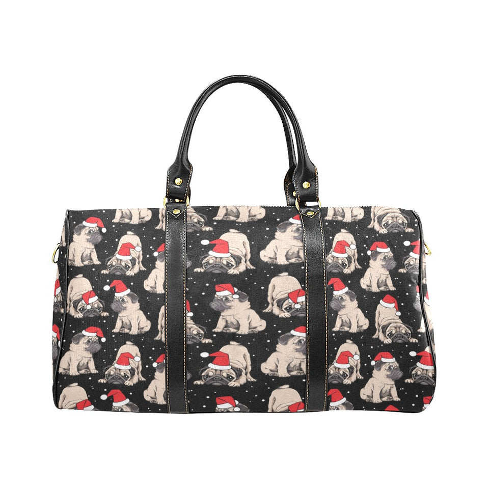 Christmas Pugs Santa_s red cap pattern Travel Bag