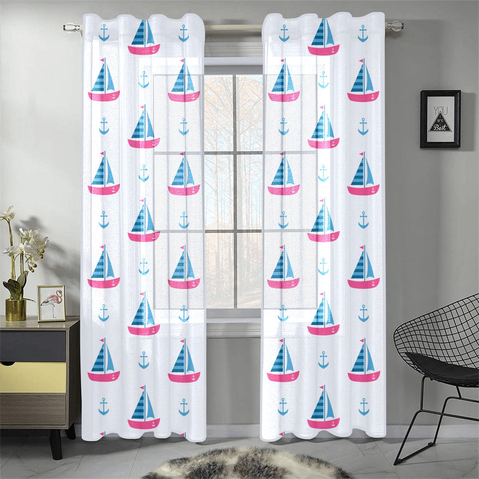 Sailboat anchor pattern Gauze Curtain