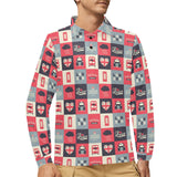 British Pattern Print Design 05 Men's Long Sleeve Polo Shirt